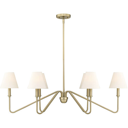 Kennedy 6 Light 41.63 inch Brushed Champagne Bronze Linear Pendant Ceiling Light in Ivory Linen